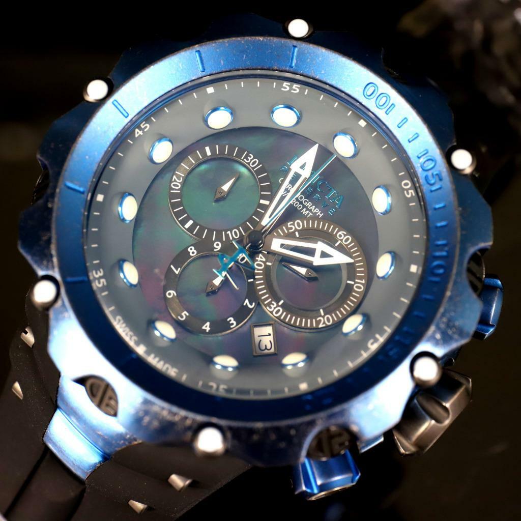 Invicta Reserve Venom Gen II Swiss Made Blue Distressed Black MOP 52mm Watch New