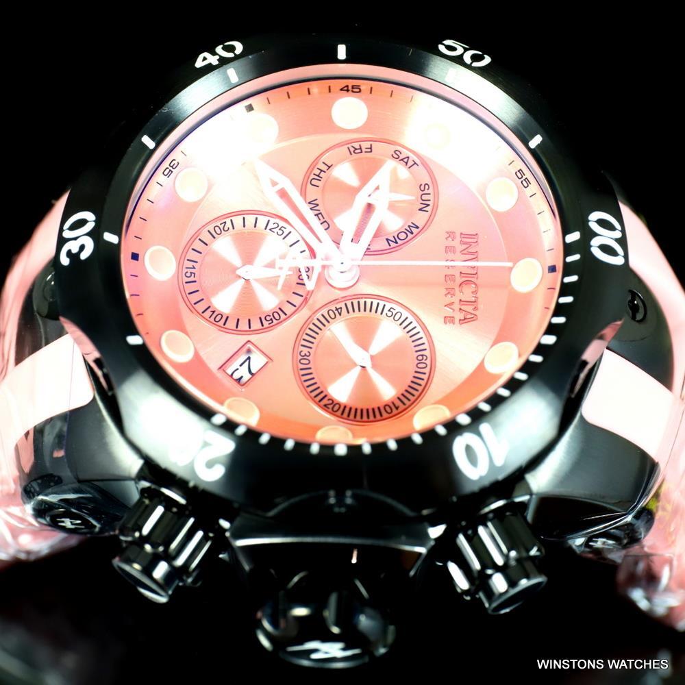 Invicta Reserve Venom Pink Silicone Black Swiss Mvt Chronograph 52mm Watch New