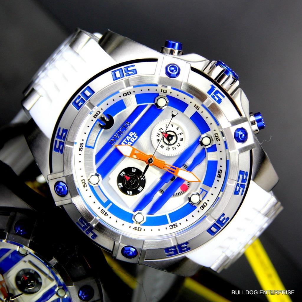 Invicta R2D2 Star Wars Chronograph Limited Edition White 52mm Silicone Watch New