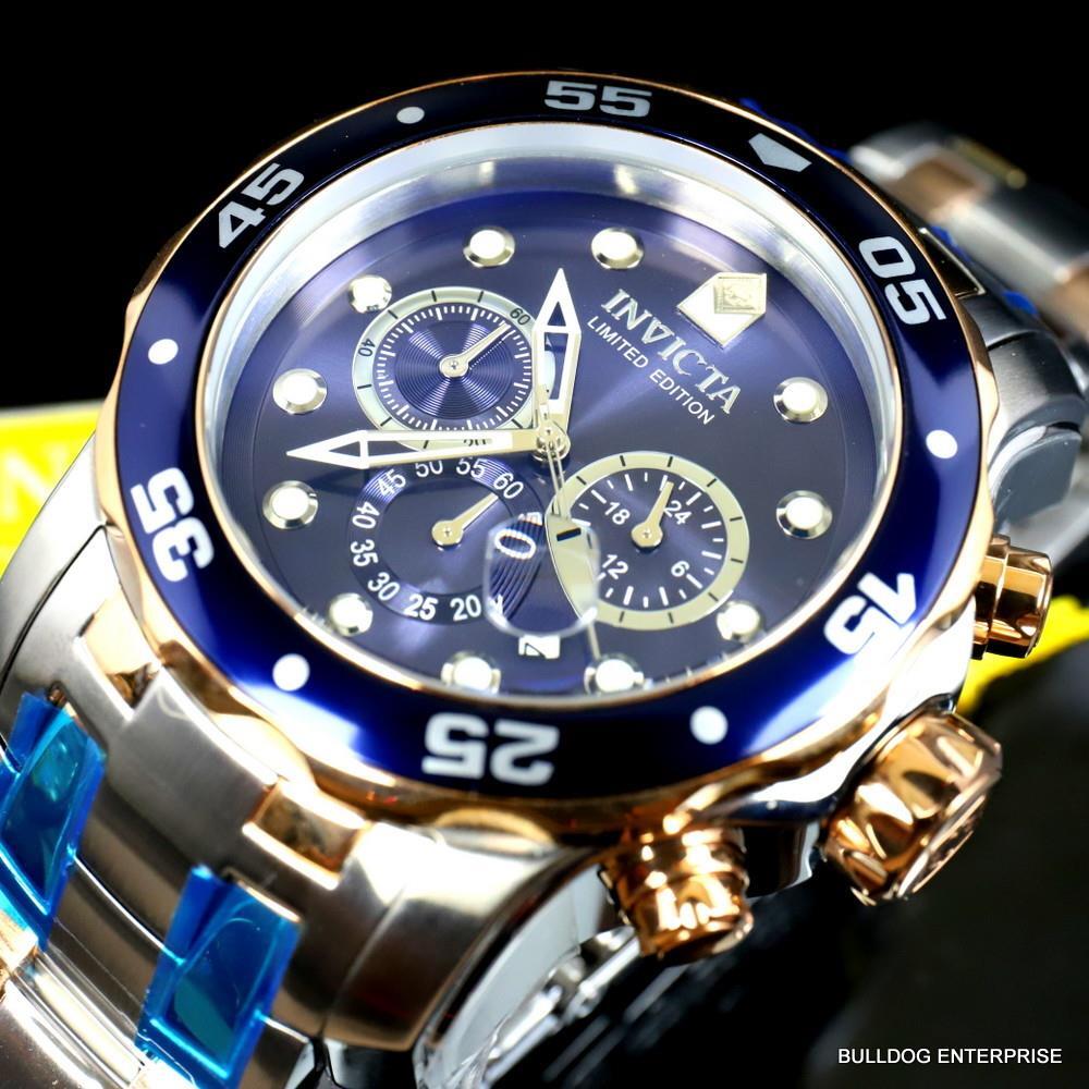Invicta Pro Diver Scuba Limited Edition Chronograph 48mm Steel Blue Watch New