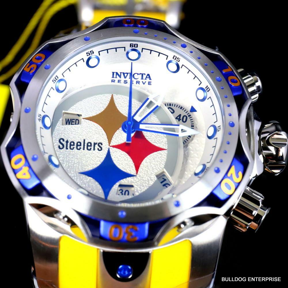 Invicta NFL Pittsburgh Steelers Venom Gen III 52mm Swiss Chronograph Watch New