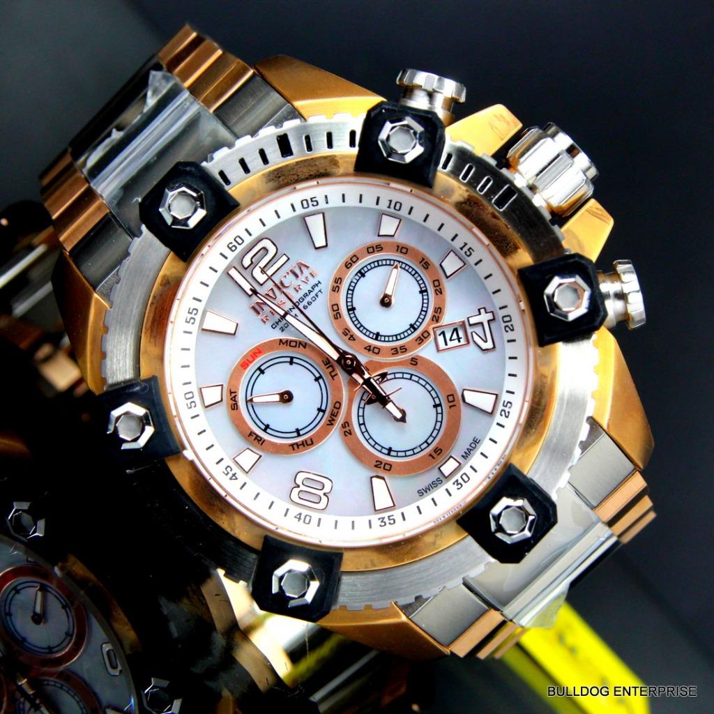 Invicta Reserve Grand Octane Arsenal Rose Gold Silver Swiss Made 63mm Watch New