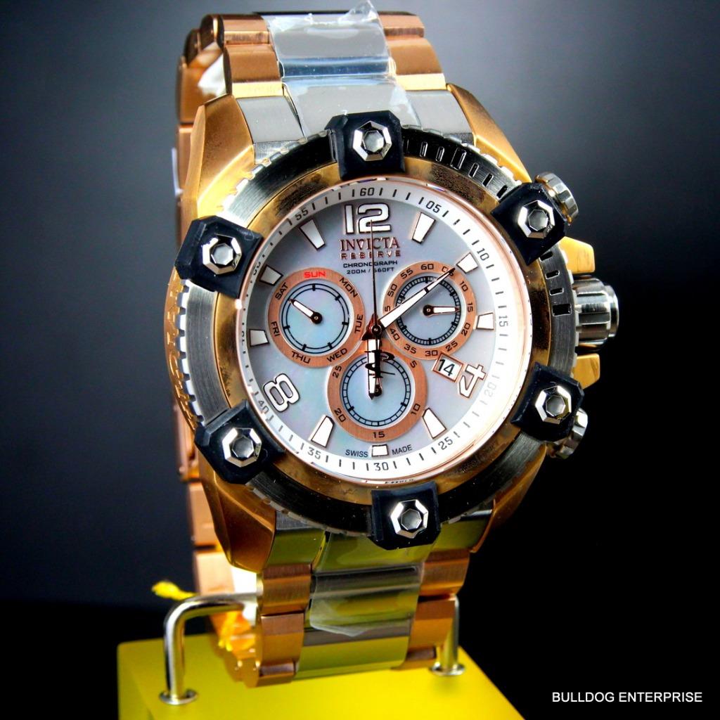 Invicta Reserve Grand Octane Arsenal Rose Gold Silver Swiss Made 63mm Watch New