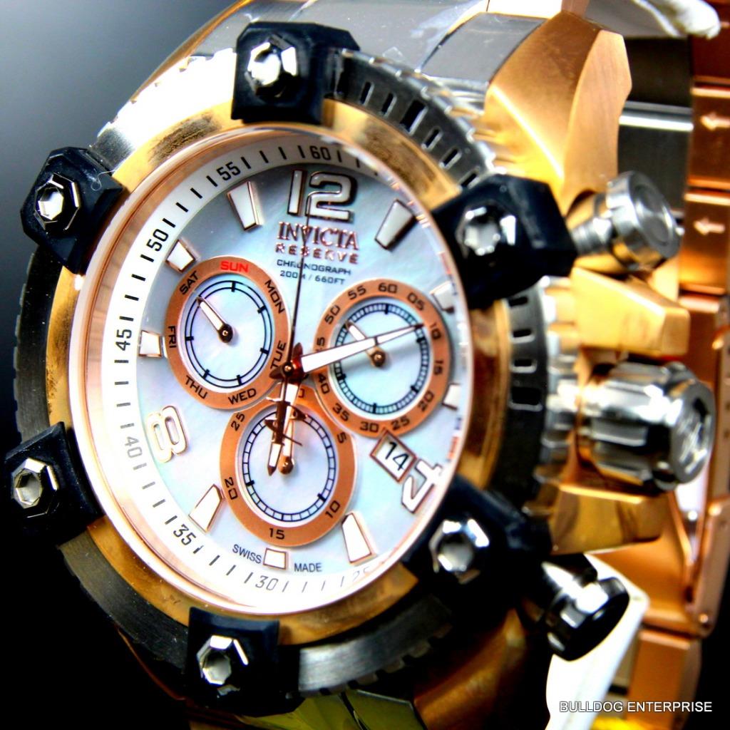 Invicta Reserve Grand Octane Arsenal Rose Gold Silver Swiss Made 63mm Watch New