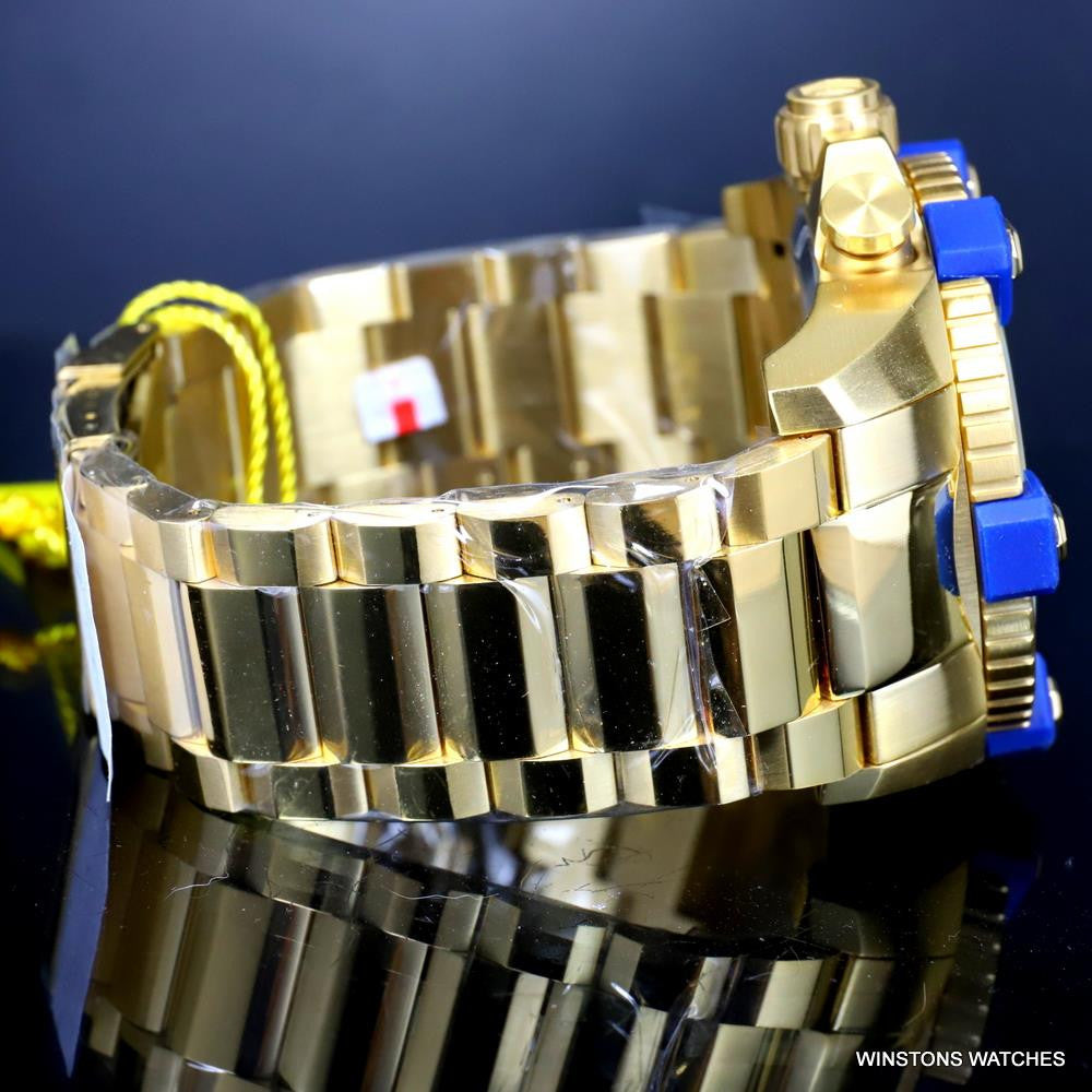 Invicta Coalition Grand Octane 63mm Gold Plated Steel Swiss Mvt Blue Watch New