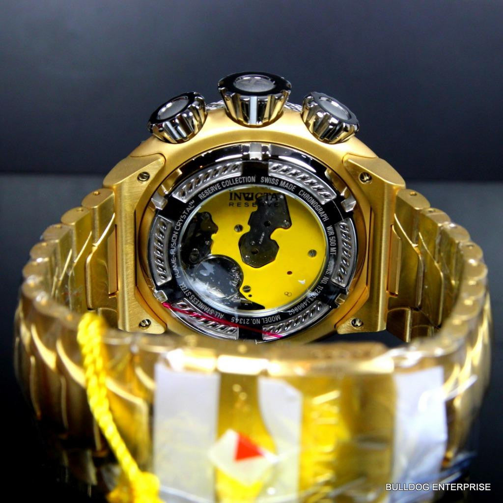 Invicta Reserve Thunderbolt 56mm Gold Plated Swiss Made Chronograph Watch New