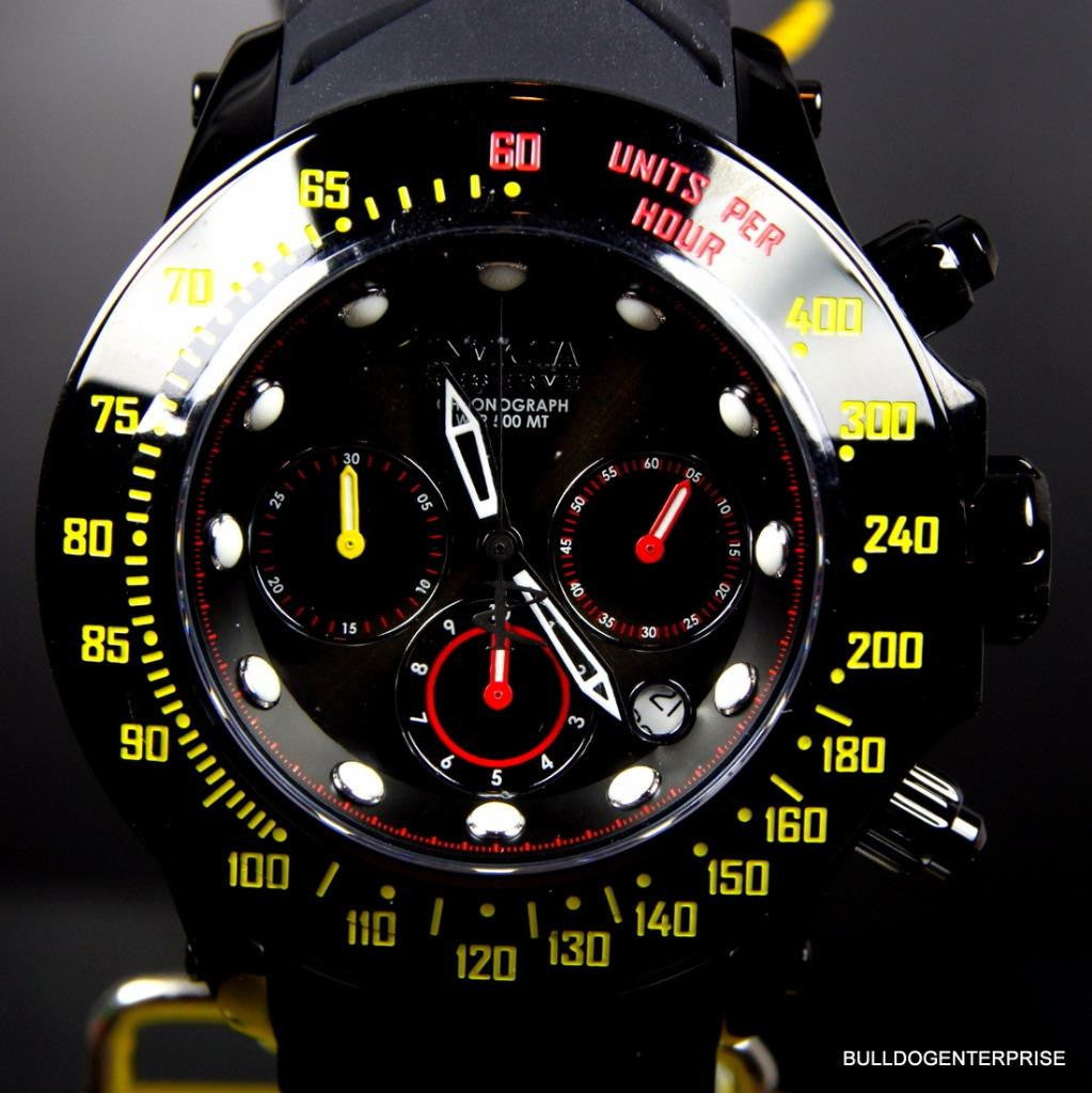 Invicta Reserve Subaqua Trackmaster Black Red Yellow Chronograph Watch New