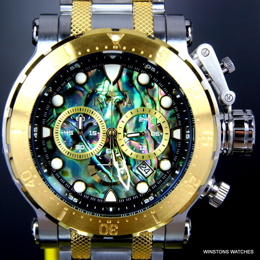 Invicta Coalition Forces Steel Abalone Chronograph 52mm Gold Two Tone Watch New
