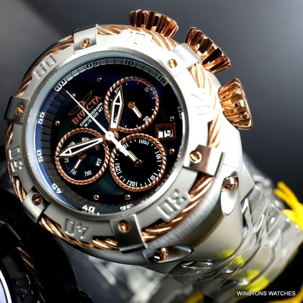Invicta Thunderbolt Stainless Steel Steel Rose Two Tone MOP Black 52mm Watch New