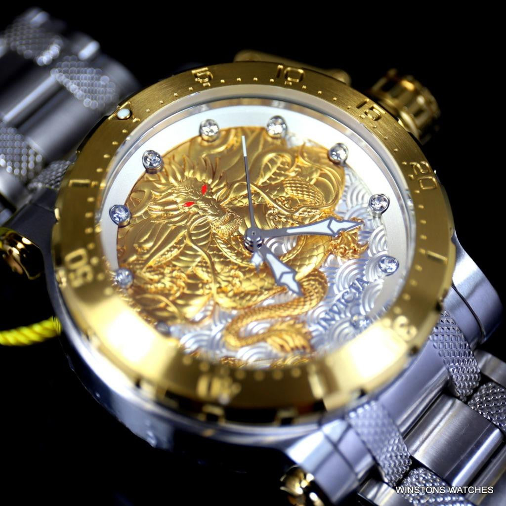 Invicta Coalition Forces Gold Tone Dragon Automatic 52mm Steel Watch New
