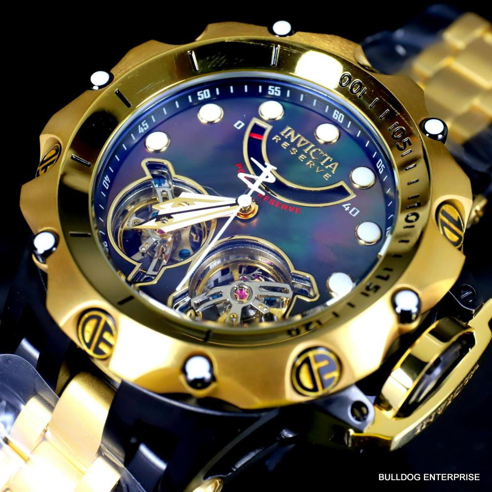 Invicta Reserve Venom Hybrid Double Open Heart Automatic Black Gold Tn Watch New