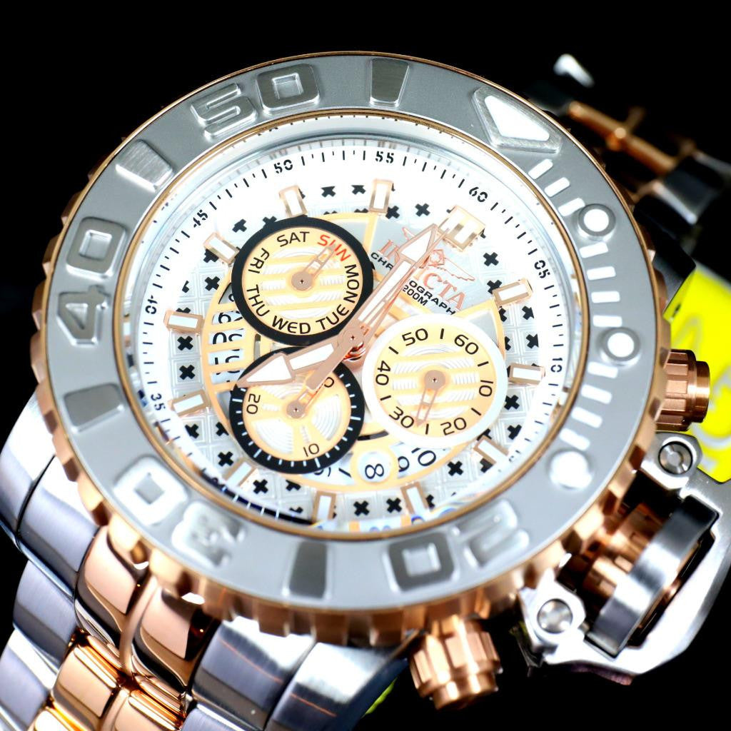 Invicta Sea Hunter Gen II 2 Tone Rose Gold Plated 70mm Swiss Mvt Steel Watch New
