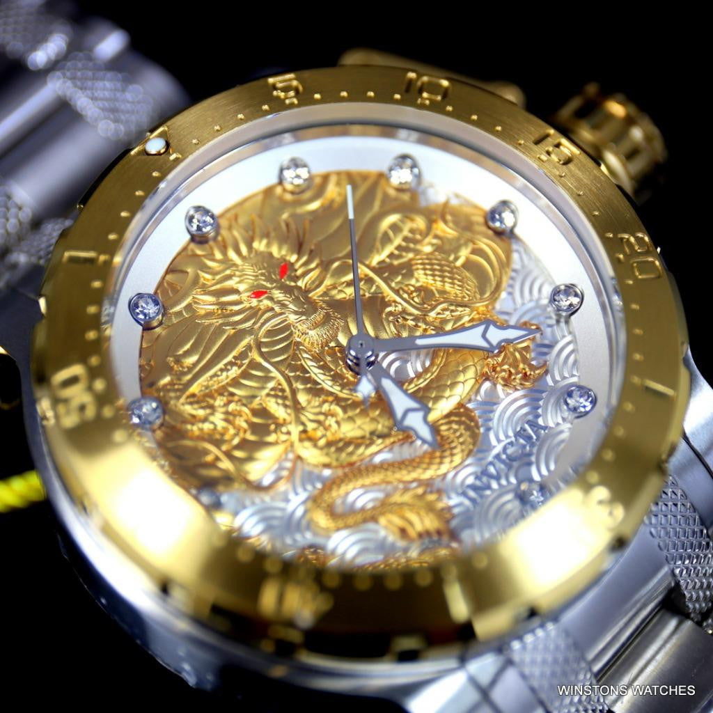 Invicta Coalition Forces Gold Tone Dragon Automatic 52mm Steel Watch New