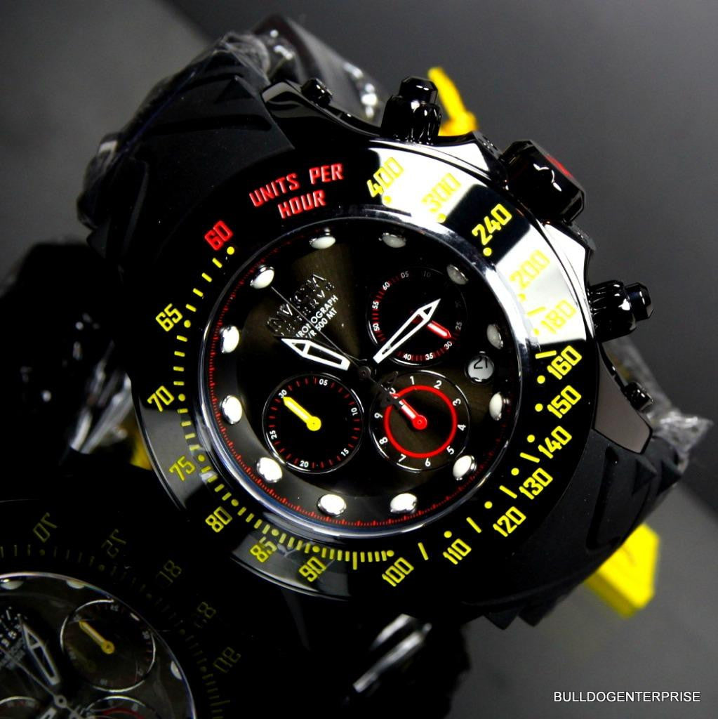 Invicta Reserve Subaqua Trackmaster Black Red Yellow Chronograph Watch New