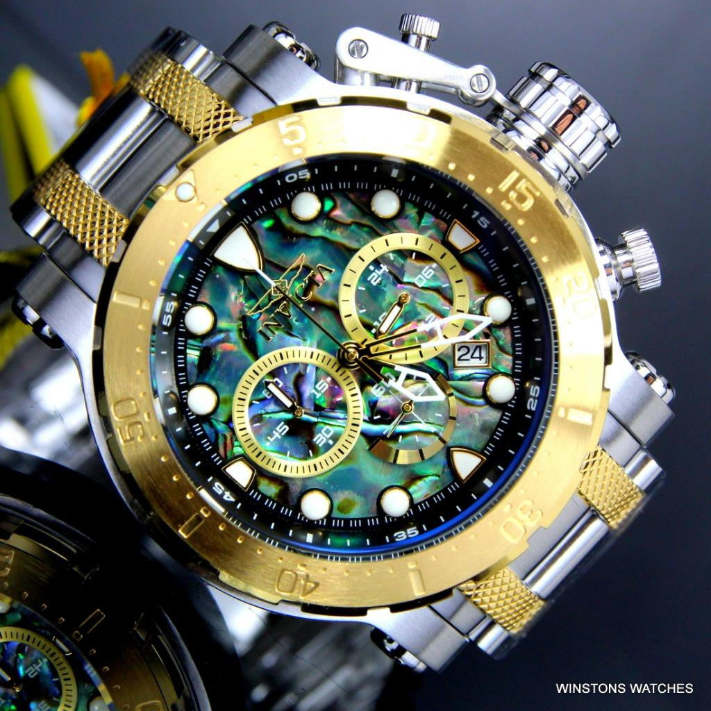 Invicta Coalition Forces Steel Abalone Chronograph 52mm Gold Two Tone Watch New