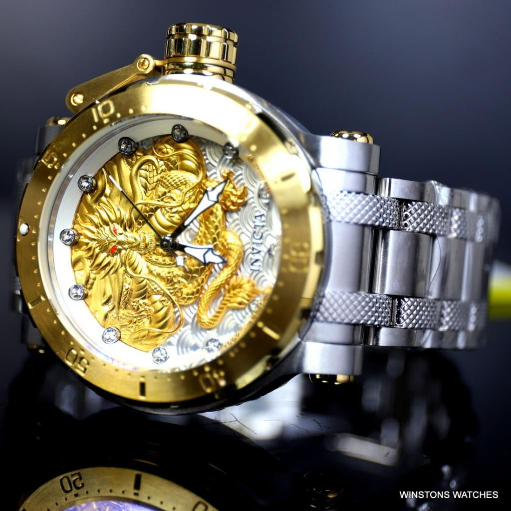 Invicta Coalition Forces Gold Tone Dragon Automatic 52mm Steel Watch New