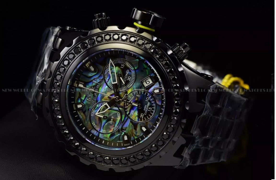 Invicta Reserve Subaqua Specialty 4.14 CTW Black Spinel Abalone Steel Watch New