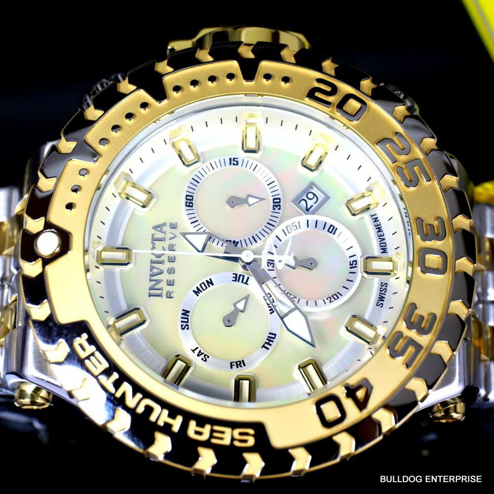 Invicta Reserve Sea Hunter Gen III Swiss 2 Tone Gold Plated Steel 58mm Watch New