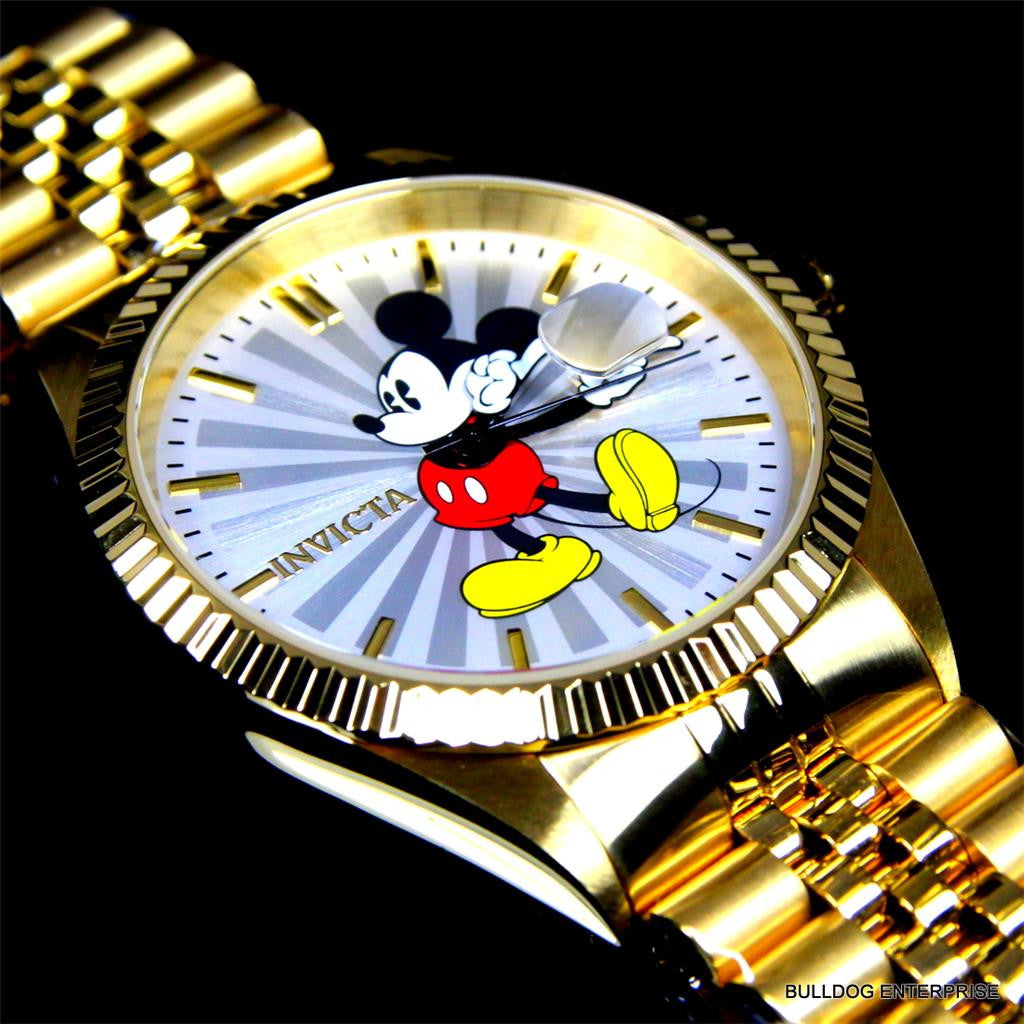 Invicta Disney Mickey Mouse Steel Gold Plated Limited Edition Watch New