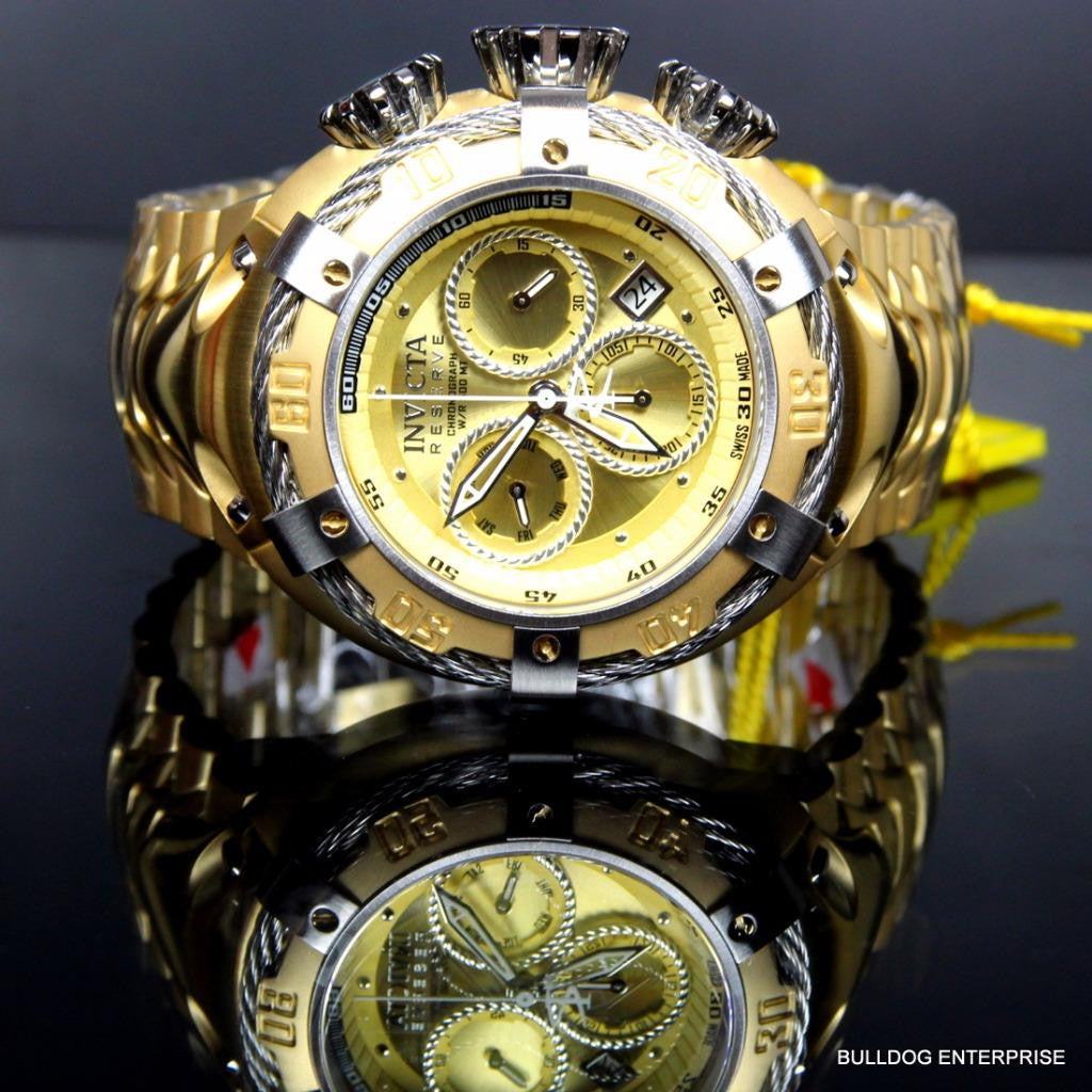 Invicta Reserve Thunderbolt 56mm Gold Plated Swiss Made Chronograph Watch New