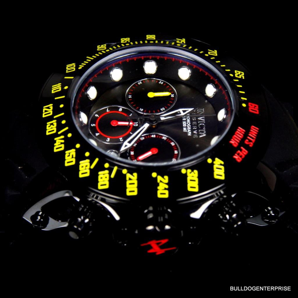Invicta Reserve Subaqua Trackmaster Black Red Yellow Chronograph Watch New