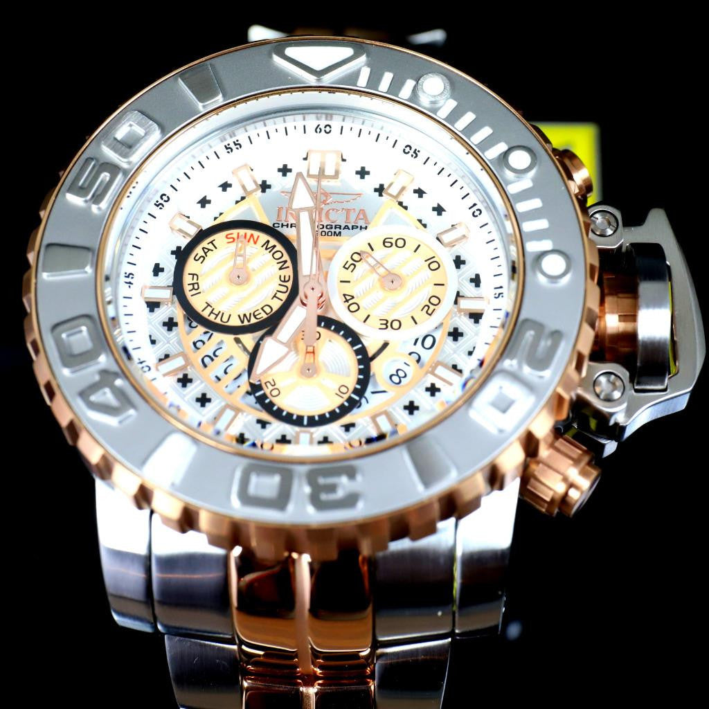 Invicta Sea Hunter Gen II 2 Tone Rose Gold Plated 70mm Swiss Mvt Steel Watch New