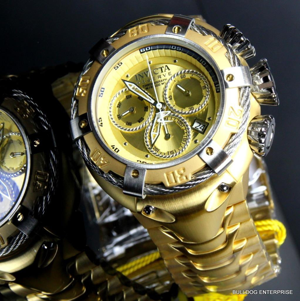 Invicta Reserve Thunderbolt 56mm Gold Plated Swiss Made Chronograph Watch New
