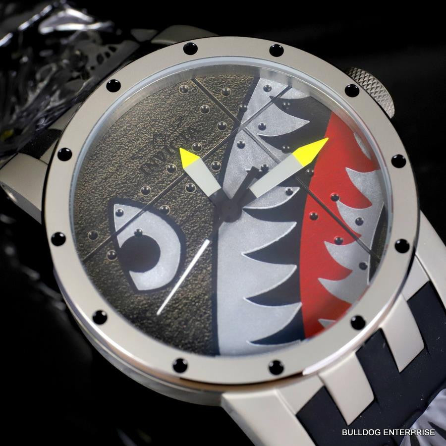 Invicta DNA Bomber Fighter Plane 46mm Shark Gray Black Titanium Watch New