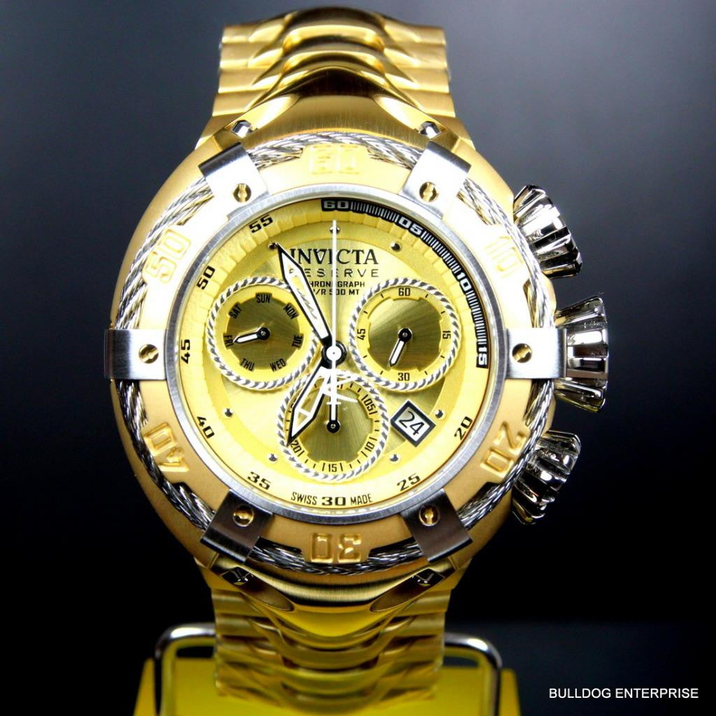 Invicta Reserve Thunderbolt 56mm Gold Plated Swiss Made Chronograph Watch New