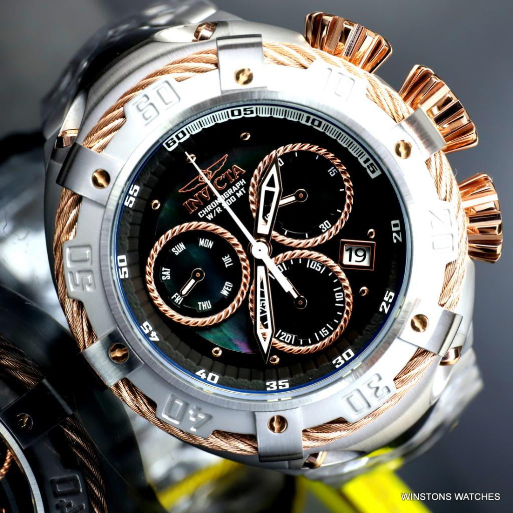 Invicta Thunderbolt Stainless Steel Steel Rose Two Tone MOP Black 52mm Watch New