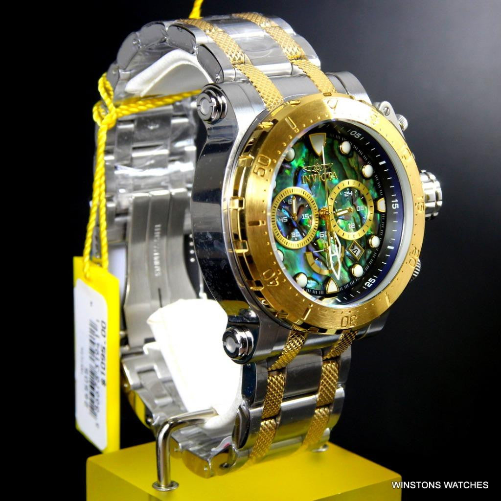 Invicta Coalition Forces Steel Abalone Chronograph 52mm Gold Two Tone Watch New