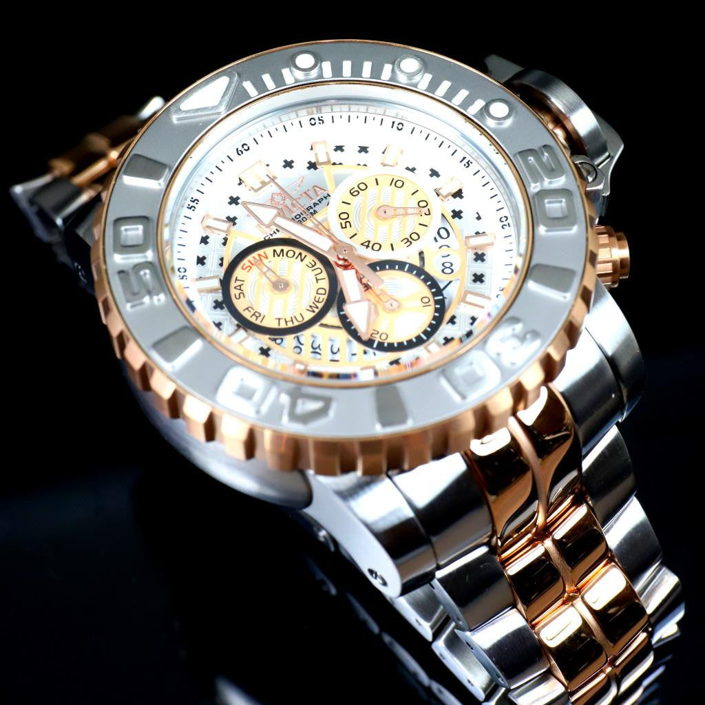 Invicta Sea Hunter Gen II 2 Tone Rose Gold Plated 70mm Swiss Mvt Steel Watch New