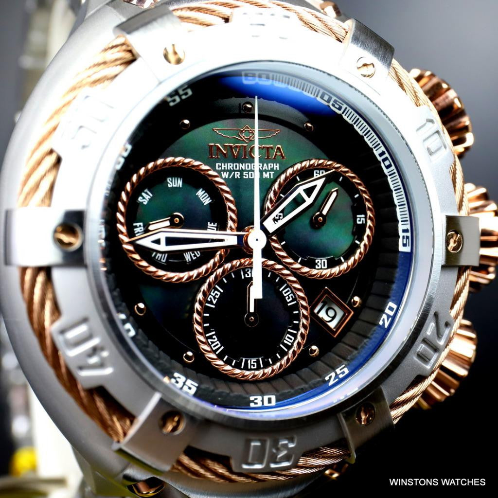 Invicta Thunderbolt Stainless Steel Steel Rose Two Tone MOP Black 52mm Watch New