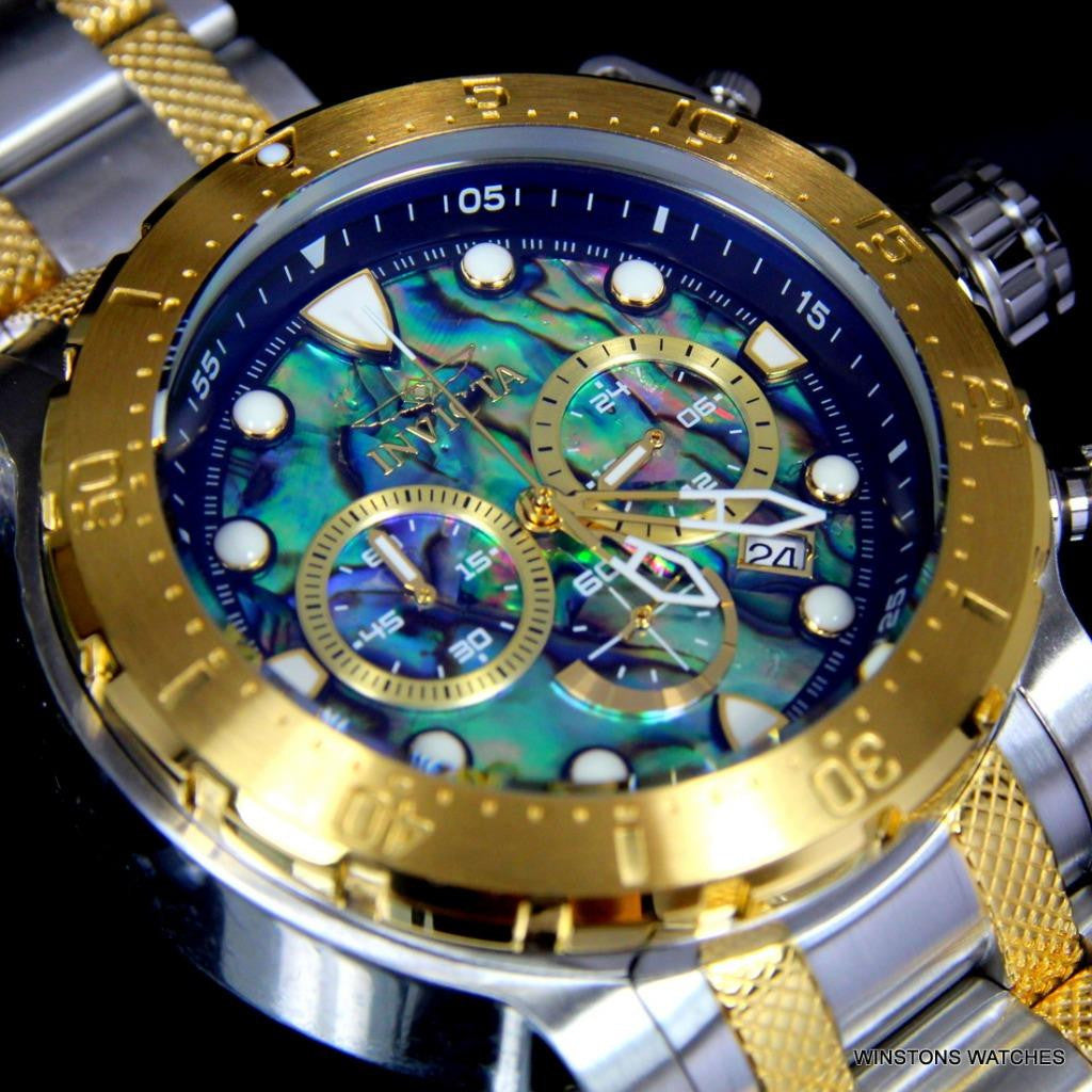 Invicta Coalition Forces Steel Abalone Chronograph 52mm Gold Two Tone Watch New