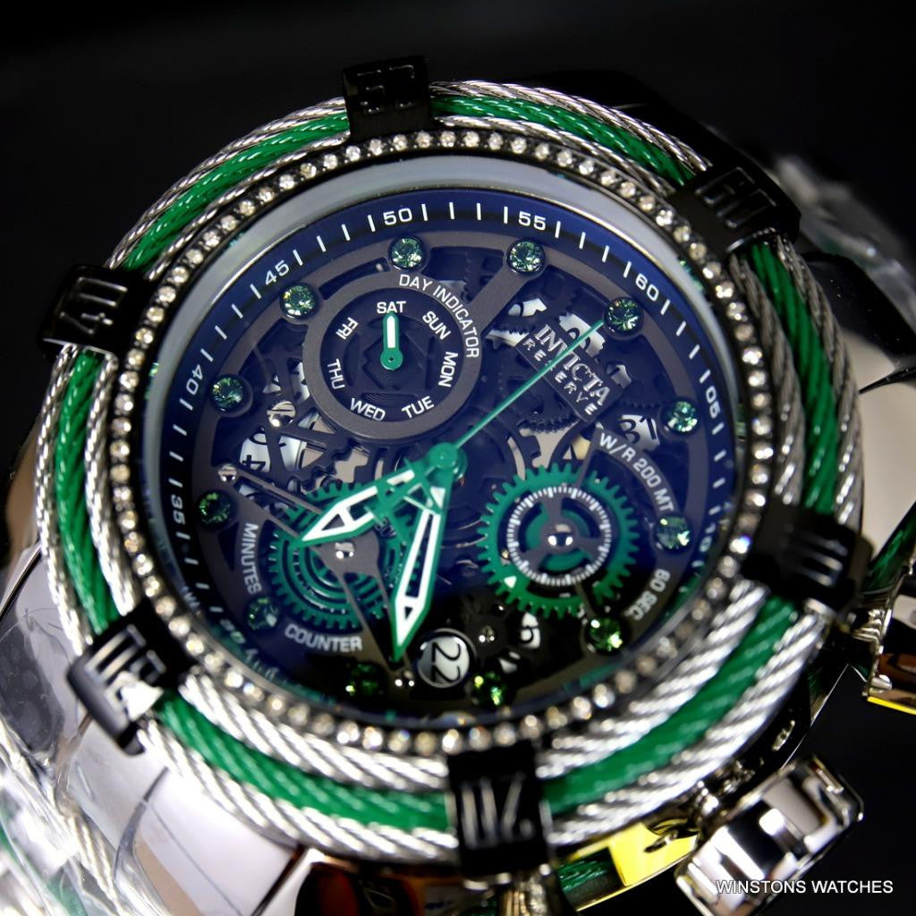 Invicta Reserve Bolt .33CTW Diamonds Steel Chronograph Swiss Mvt 52mm Watch New