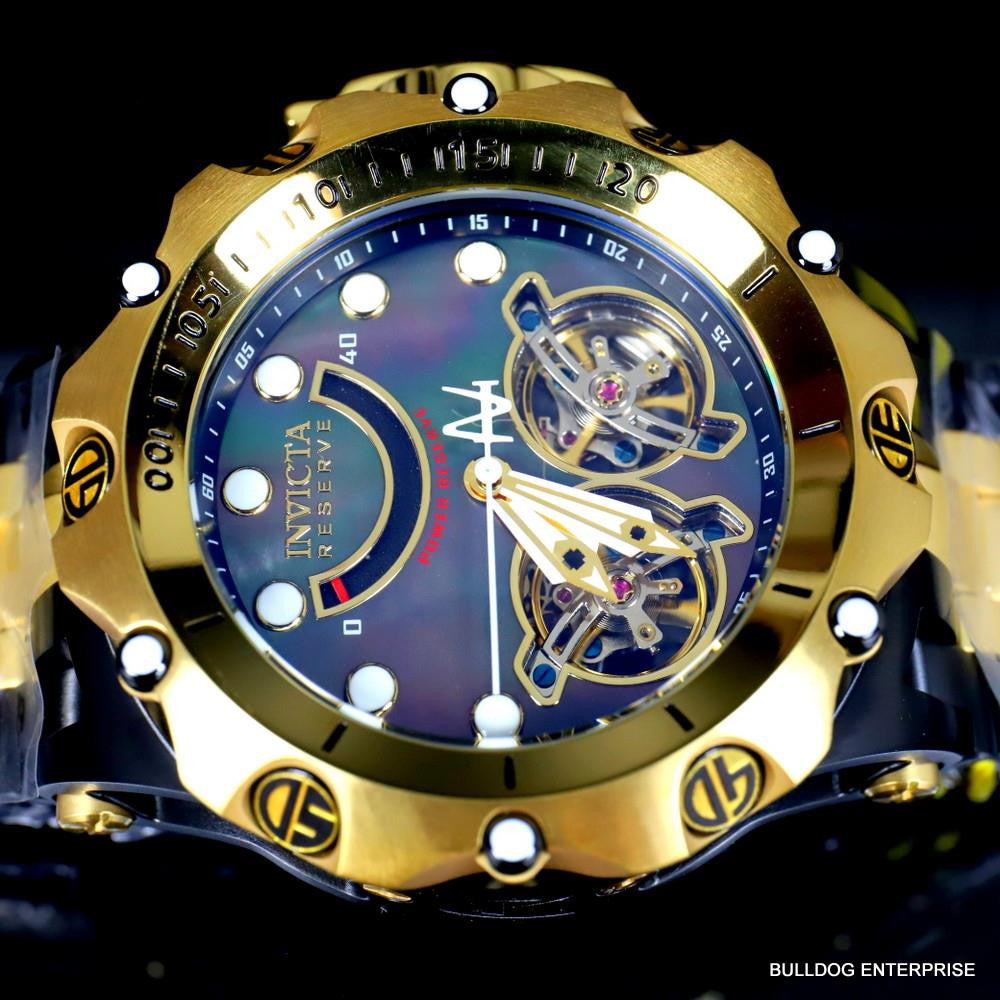 Invicta Reserve Venom Hybrid Double Open Heart Automatic Black Gold Tn Watch New