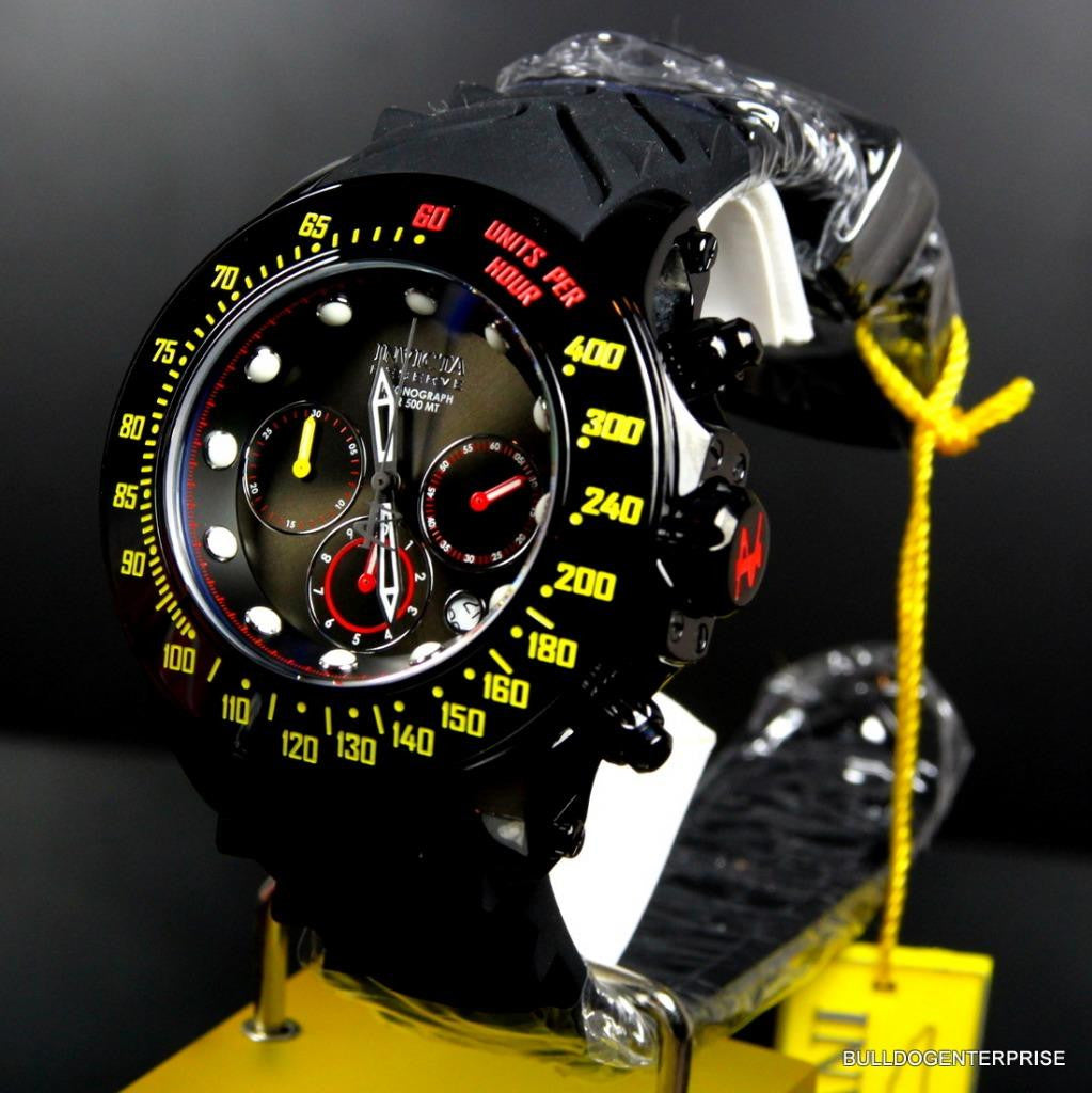 Invicta Reserve Subaqua Trackmaster Black Red Yellow Chronograph Watch New