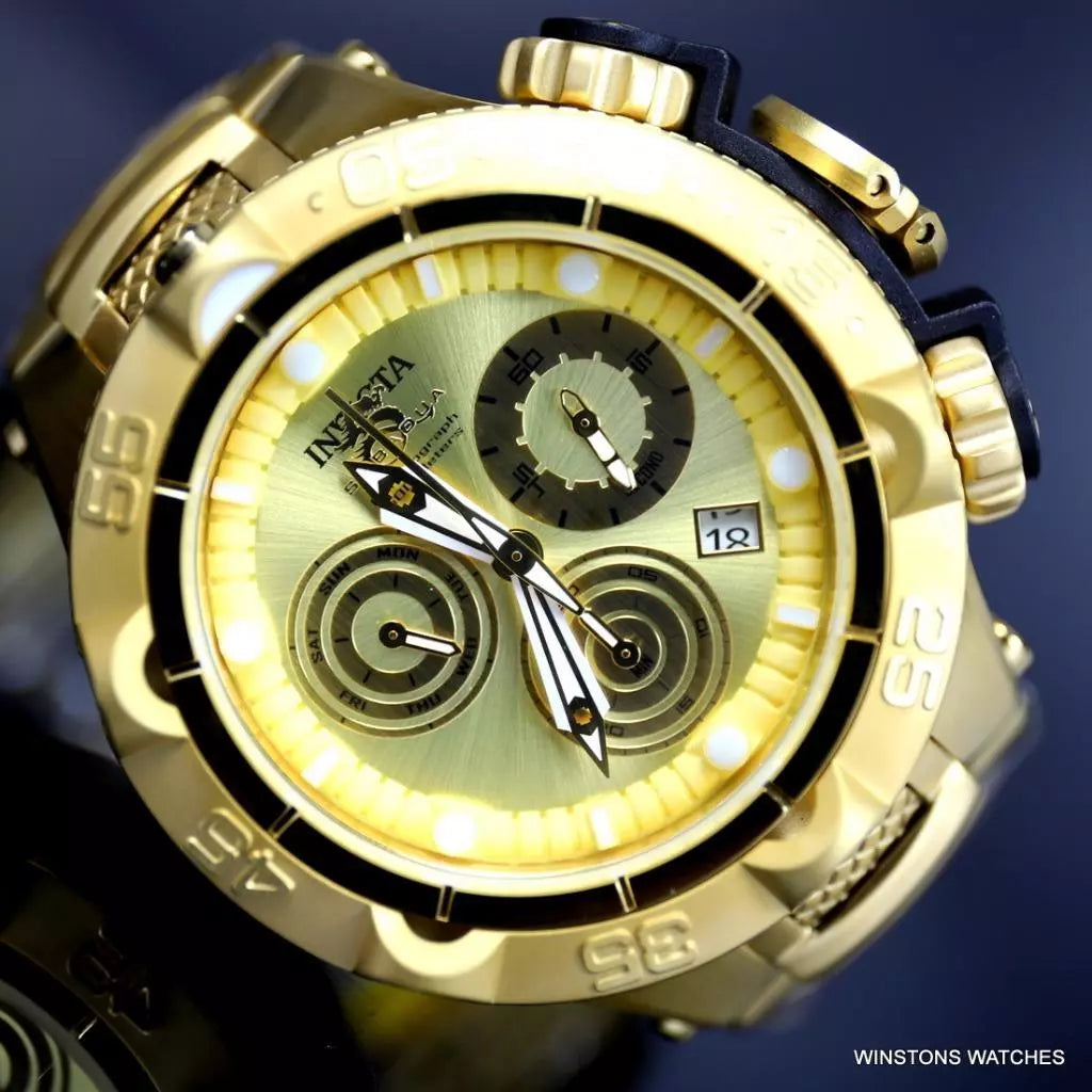 Invicta Subaqua Noma V Gold Plated Stainless Steel Chronograph 50mm Watch New