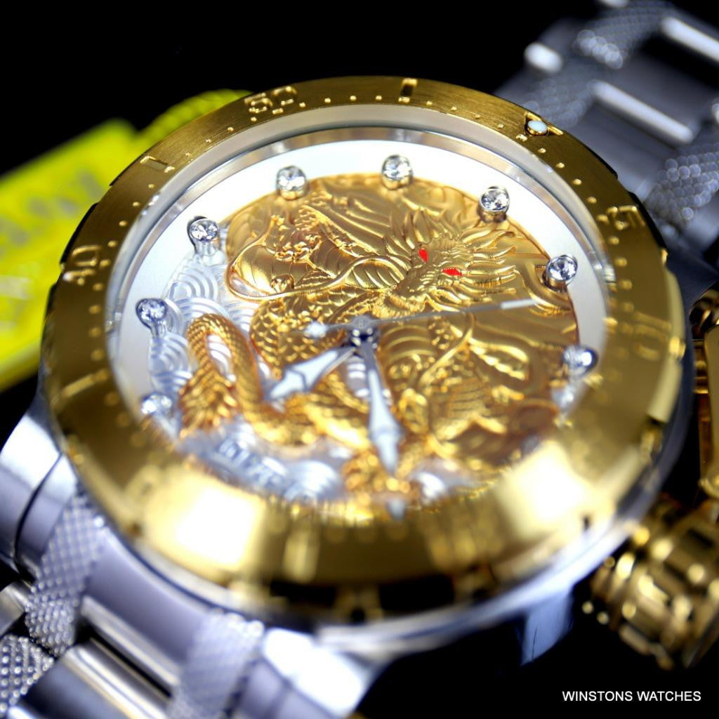 Invicta Coalition Forces Gold Tone Dragon Automatic 52mm Steel Watch New