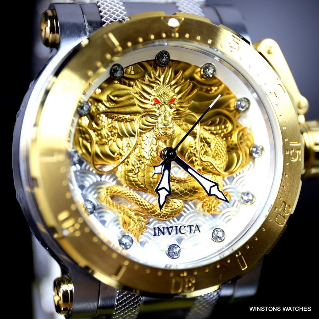 Invicta Coalition Forces Gold Tone Dragon Automatic 52mm Steel Watch New