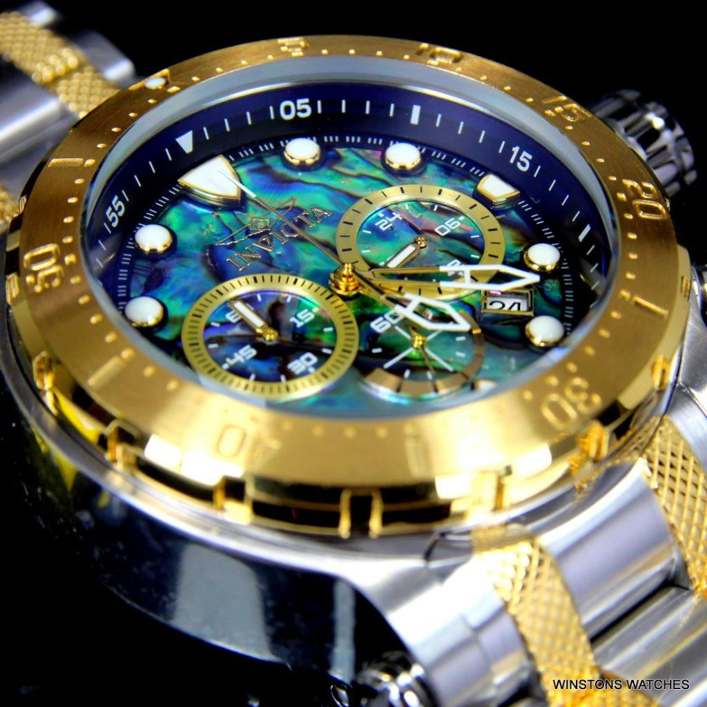 Invicta Coalition Forces Steel Abalone Chronograph 52mm Gold Two Tone Watch New