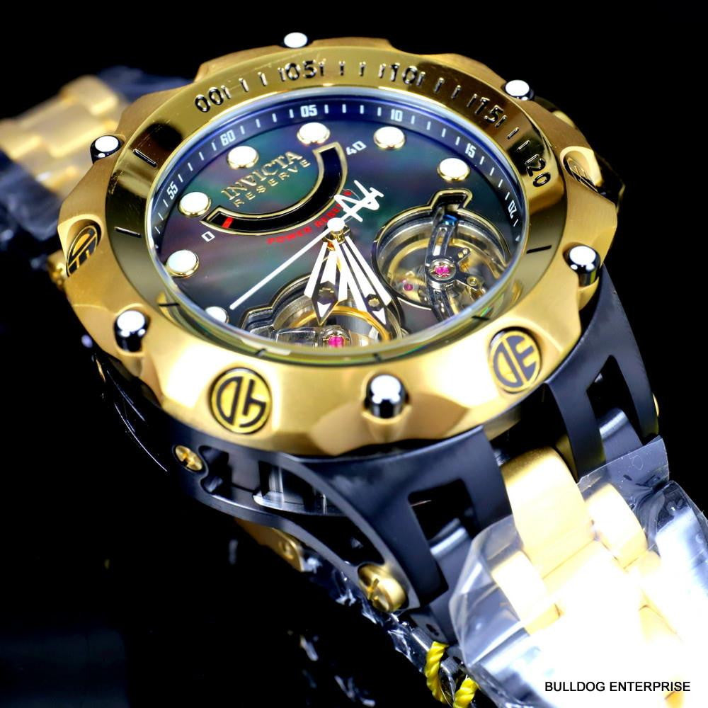 Invicta Reserve Venom Hybrid Double Open Heart Automatic Black Gold Tn Watch New