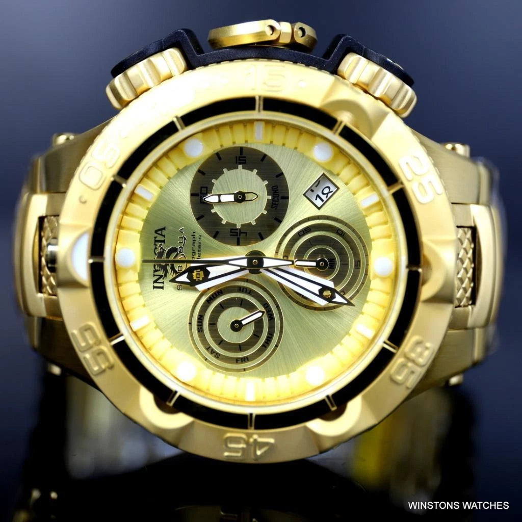 Invicta Subaqua Noma V Gold Plated Stainless Steel Chronograph 50mm Watch New
