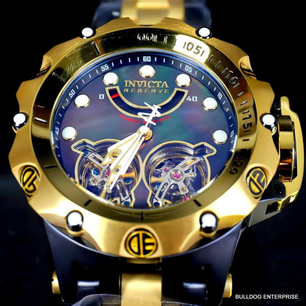 Invicta Reserve Venom Hybrid Double Open Heart Automatic Black Gold Tn Watch New