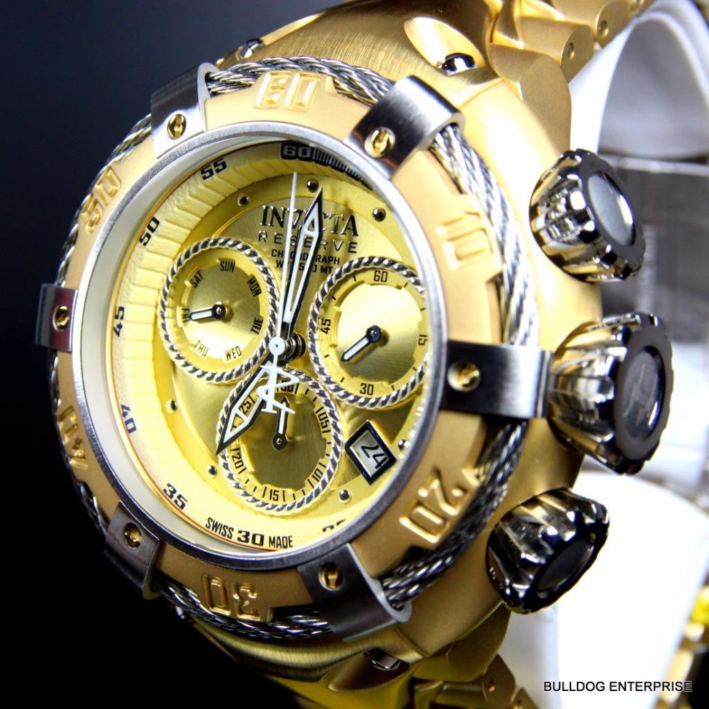Invicta Reserve Thunderbolt 56mm Gold Plated Swiss Made Chronograph Watch New