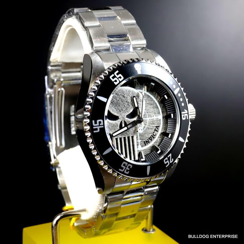 Invicta Marvel Punisher Pro Diver Stainless Steel Bracelet Skull 44mm Watch New
