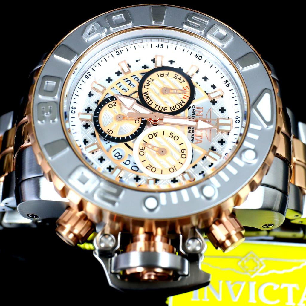 Invicta Sea Hunter Gen II 2 Tone Rose Gold Plated 70mm Swiss Mvt Steel Watch New
