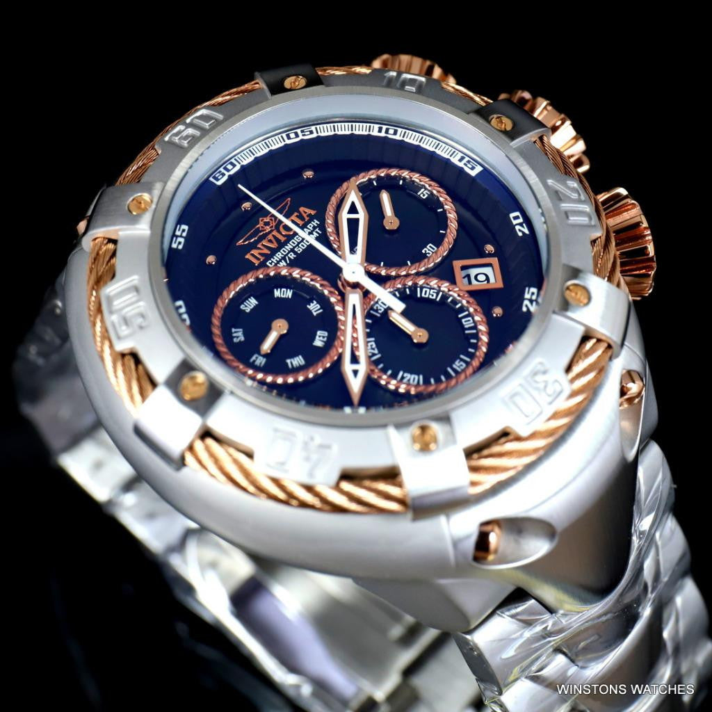 Invicta Thunderbolt Stainless Steel Steel Rose Two Tone MOP Black 52mm Watch New