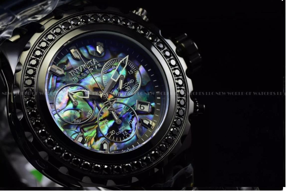 Invicta Reserve Subaqua Specialty 4.14 CTW Black Spinel Abalone Steel Watch New