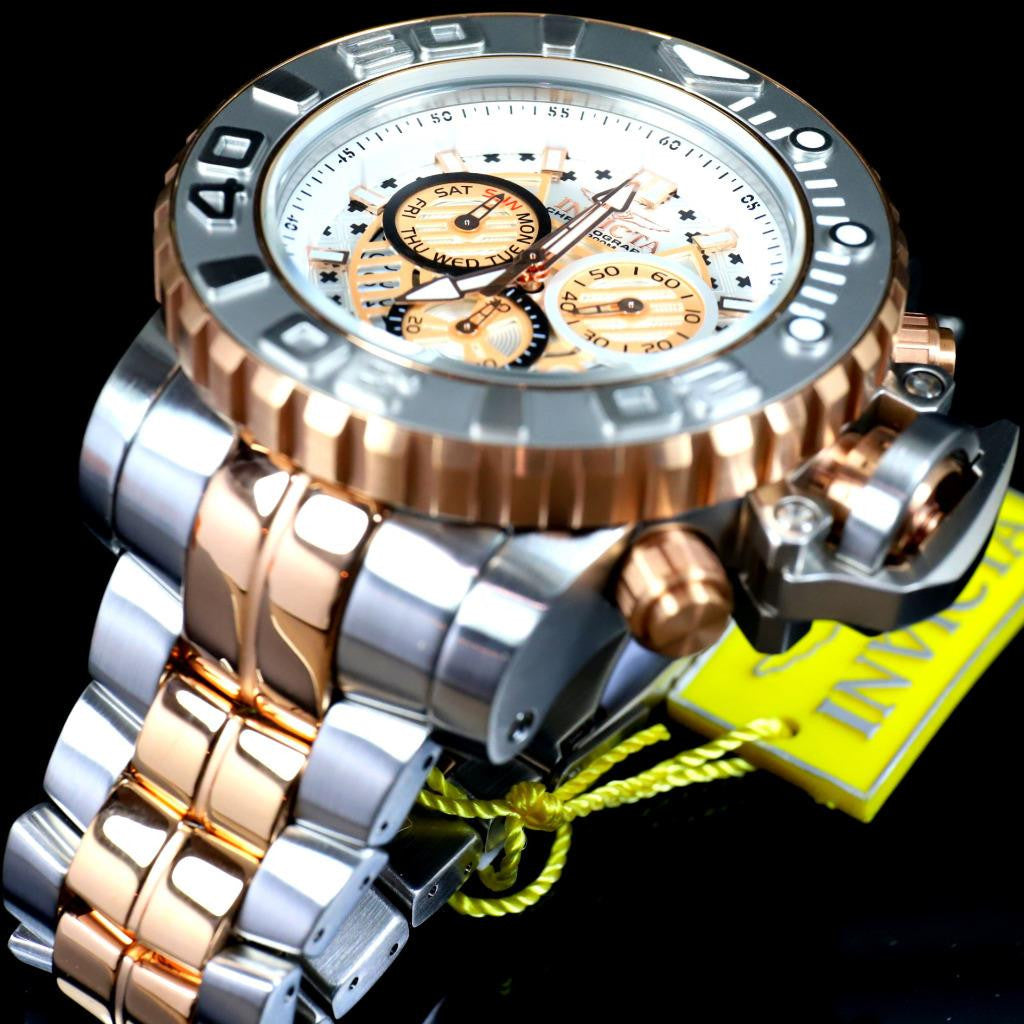 Invicta Sea Hunter Gen II 2 Tone Rose Gold Plated 70mm Swiss Mvt Steel Watch New